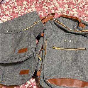 Gray and Brown Travel Backpack